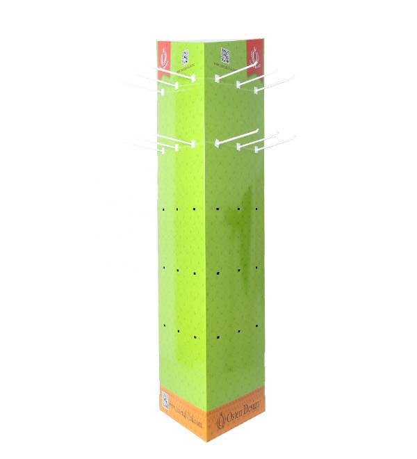 custom green cardboard peg hook display