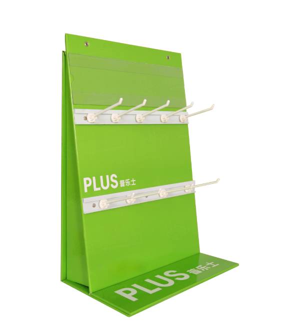 custom green peg hook cardboard display