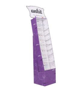 custom purple cardboard display stand headphones