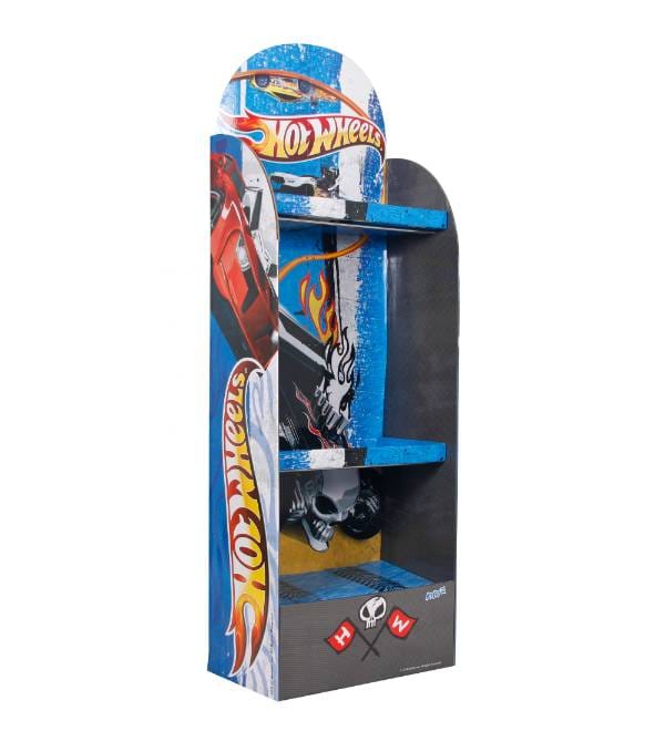 custom racing themed cardboard display stand