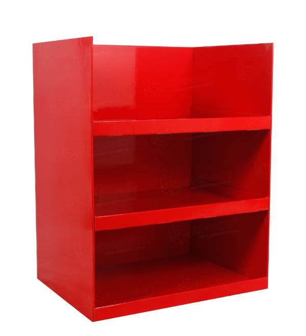 custom red cardboard display 3 tier floor stand