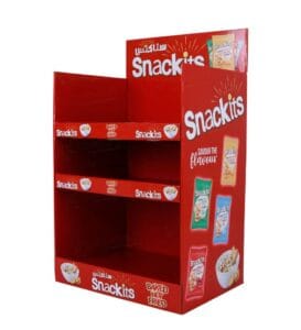 custom red cardboard display for snacks