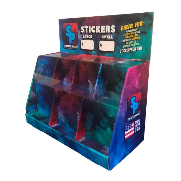 custom sticker pack cardboard display countertop
