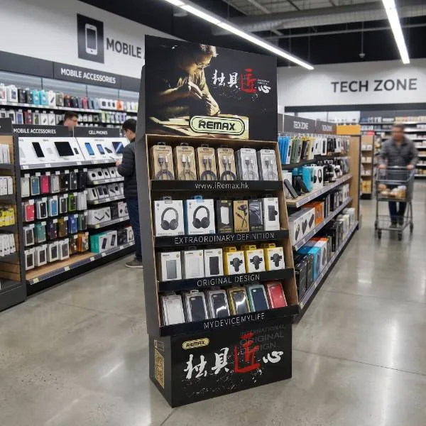 ekspozytor z elektroniką w supermarkecie