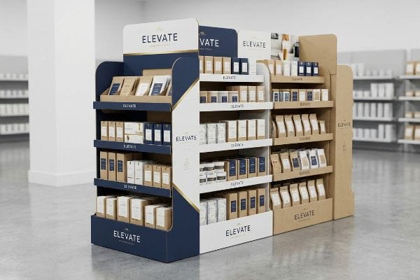 elevate blue white display