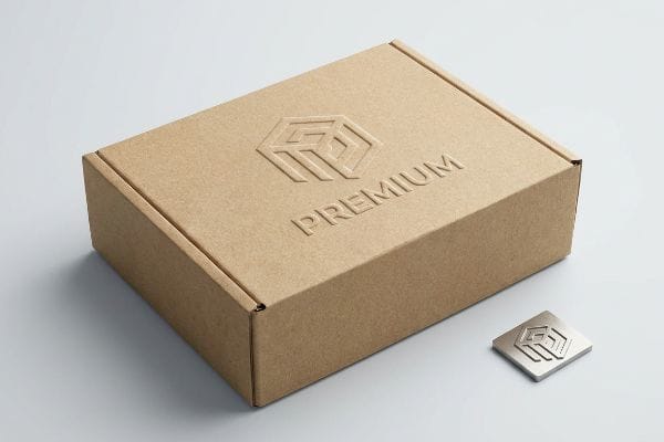 embossed kraft box metallic logo