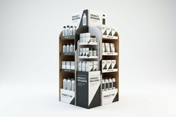 A multi-tiered point-of-purchase display, featuring