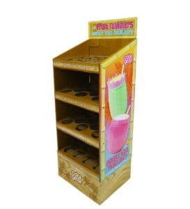 4 tier custom cardboard display stand for fruit shaped insulated tumblers