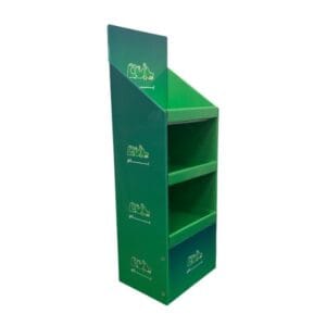 green cardboard display front view