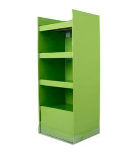 green corrugated cardboard display stand