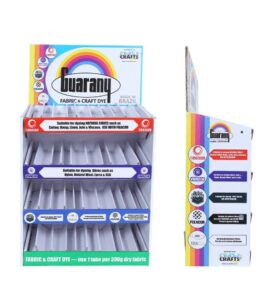garantie tissu teinture carton présentoir principal