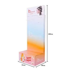 Suporte de chão com gancho para pendurar acessórios de cabelo em papelão