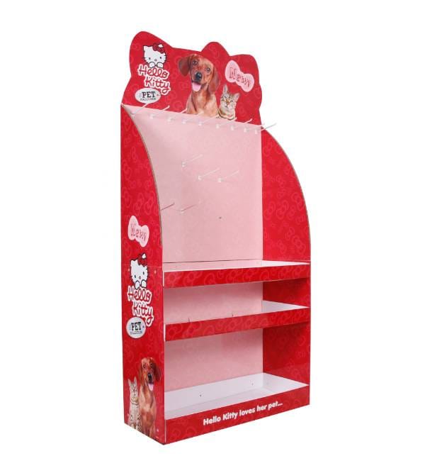 hello kitty branded cardboard display pet care