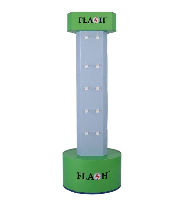 hexagonal peg hook cardboard display stand.webp