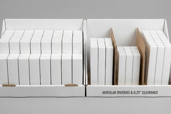 White retail display with 'Modular Dividers & 0.25