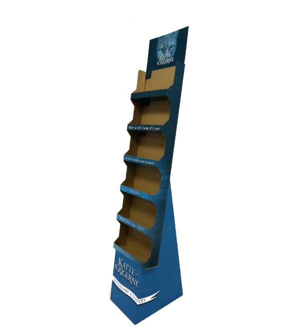 multi tier blue cardboard display for book retail