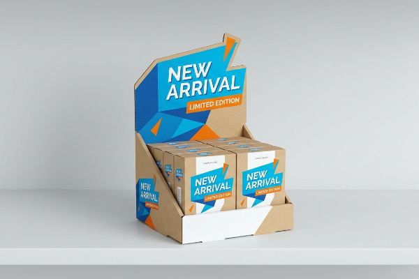 Brown cardboard countertop display unit featuring