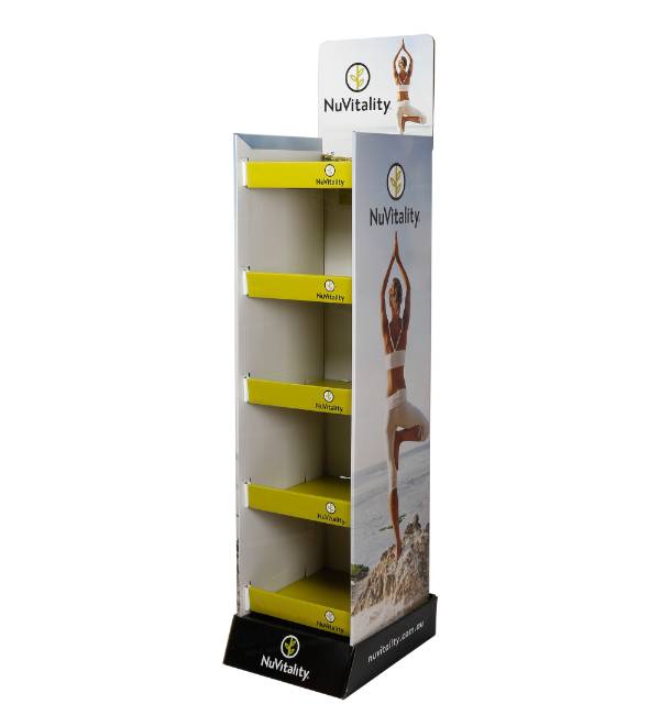 nuvitality health wellness cardboard display stand