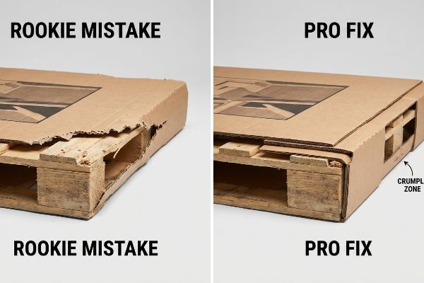 Corrugated cardboard packaging: a torn 