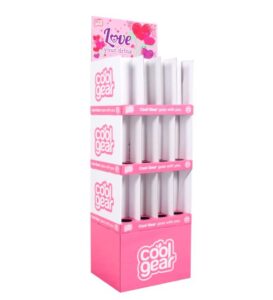 pink 3 tier cardboard display for drinkware