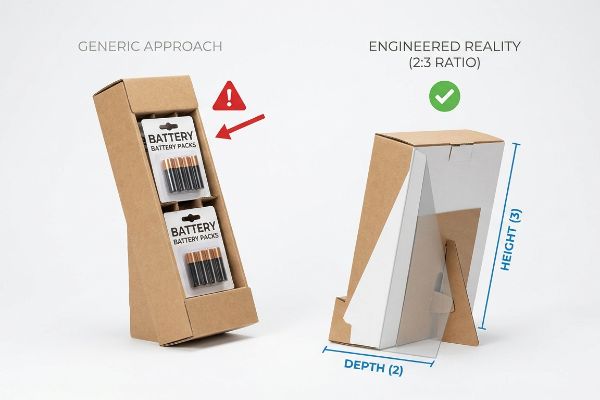 Brown cardboard POS display units. Unstable