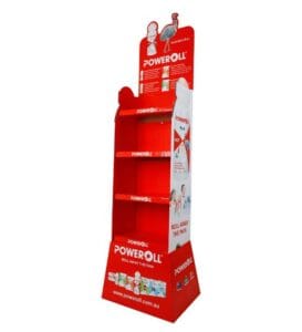 poweroll red cardboard display main