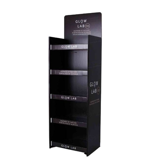 premium black skincare cardboard display