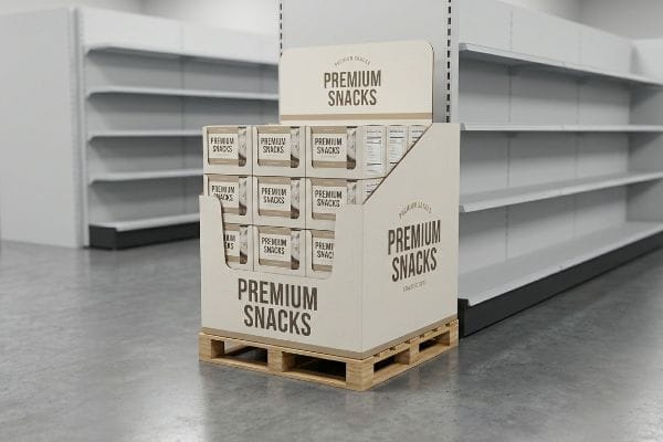 Présentoir demi-palette de snacks haut de gamme