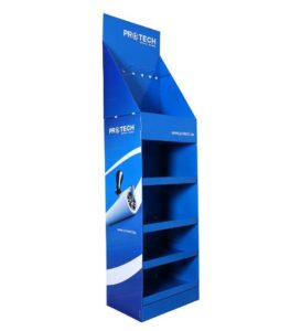 protech cardboard floor display with shelves