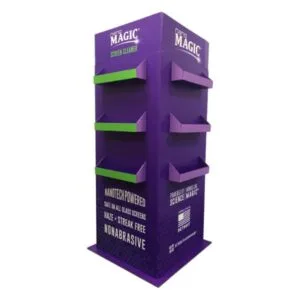 expositor de chão de papelão roxo