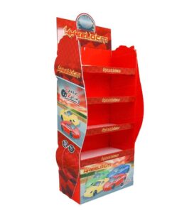 racing themed toy car cardboard display