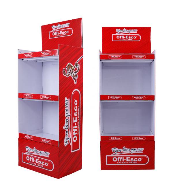 red stationery cardboard display stand
