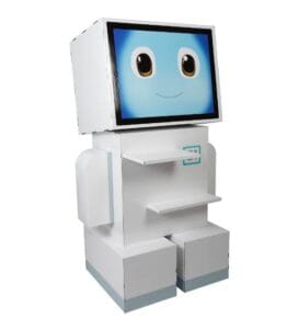 robot shaped cardboard display front view