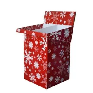 snowflake pattern red cardboard display