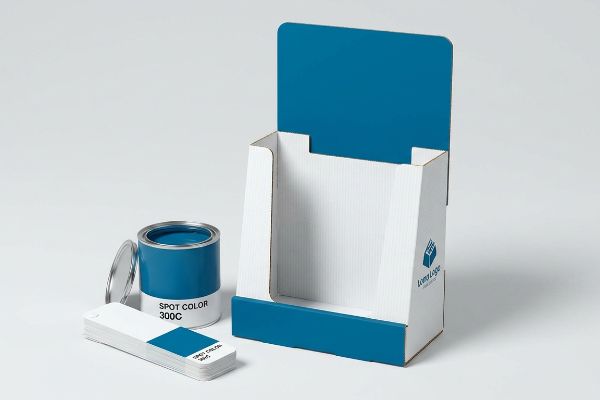 A studio shot features a blue paint can labeled 