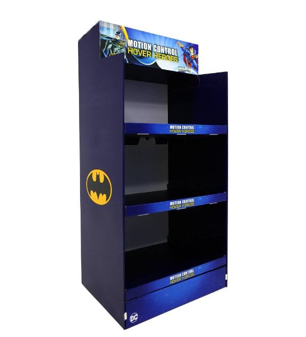 superhero themed cardboard display stand.webp