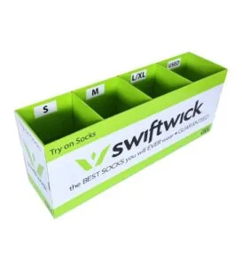 swiftwick socks cardboard floor display