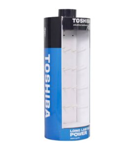 toshiba battery cardboard display peg hook