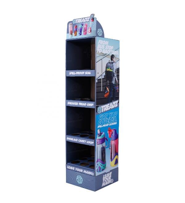 treadz water bottle cardboard display main