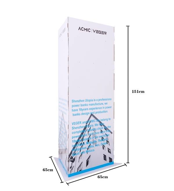 triangular cardboard floor display with hooks