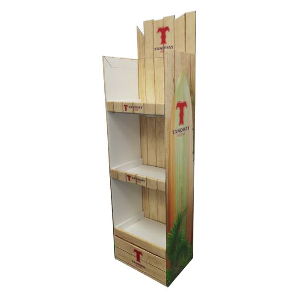 tropical surfboard cardboard display stand