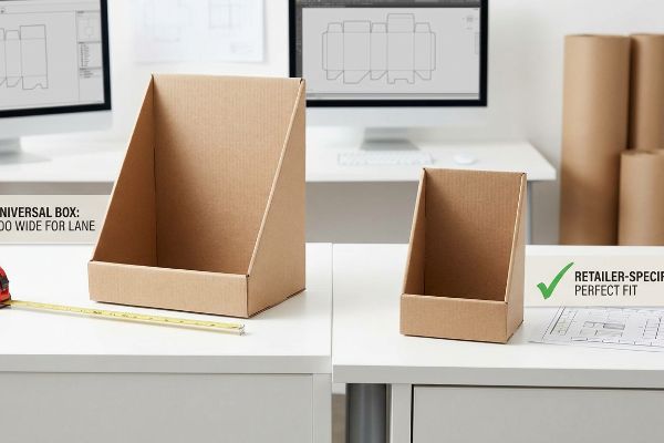 Corrugated cardboard display boxes illustrate packaging engineering, comparing a