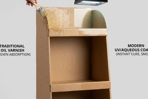 Can You Do Oil Varnish for This Cardboard Retail Display Stands?