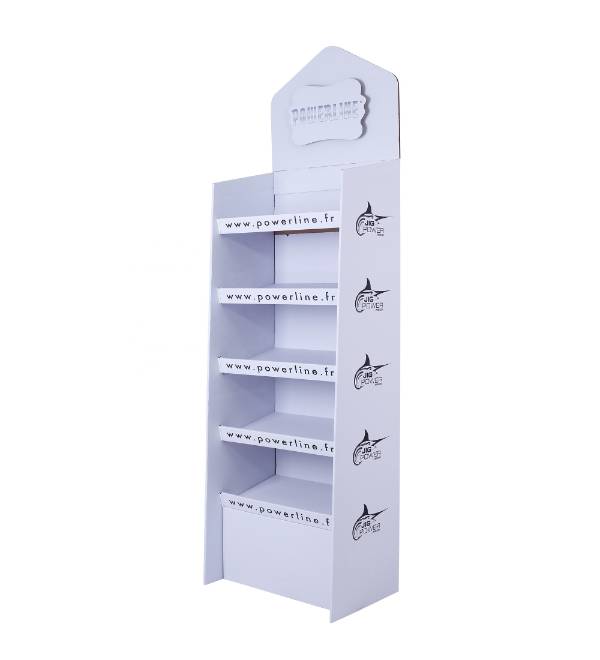 white 5 tier cardboard display fishing tackle