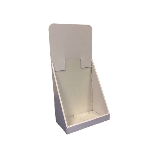 white cardboard counter display unit