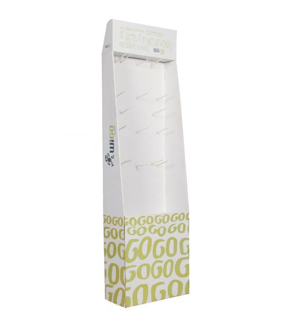 wigo custom white cardboard display peg hook