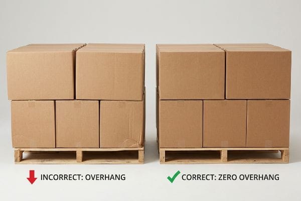 Brown corrugated boxes on wooden pallets demonstrate 