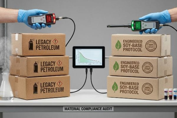 Material Compliance Audit: Legacy Petroleum High emissions, Engineered Soy-Base Protocol Zero.