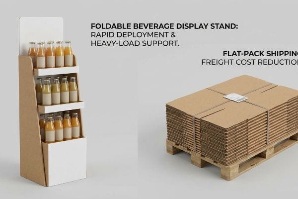 Foldable Beverage Display Stand A Foldable Beverage Display Stand offers Rapid Deployment and Heavy-Load Support, with Flat-Pack Shipping reducing Freight Costs.