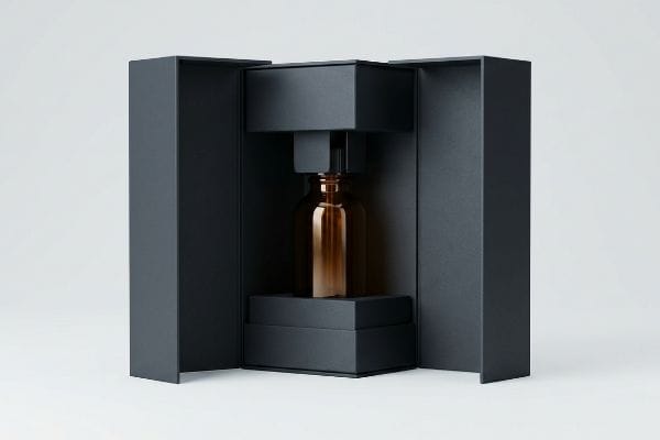 Individuelle CBD-Öl-Verpackung Dunkelbraune Glaspipette in hochwertiger, schwarzer Sonderverpackung für CBD-Öl mit speziell entwickelter Innenplattform und Reibungspassung.